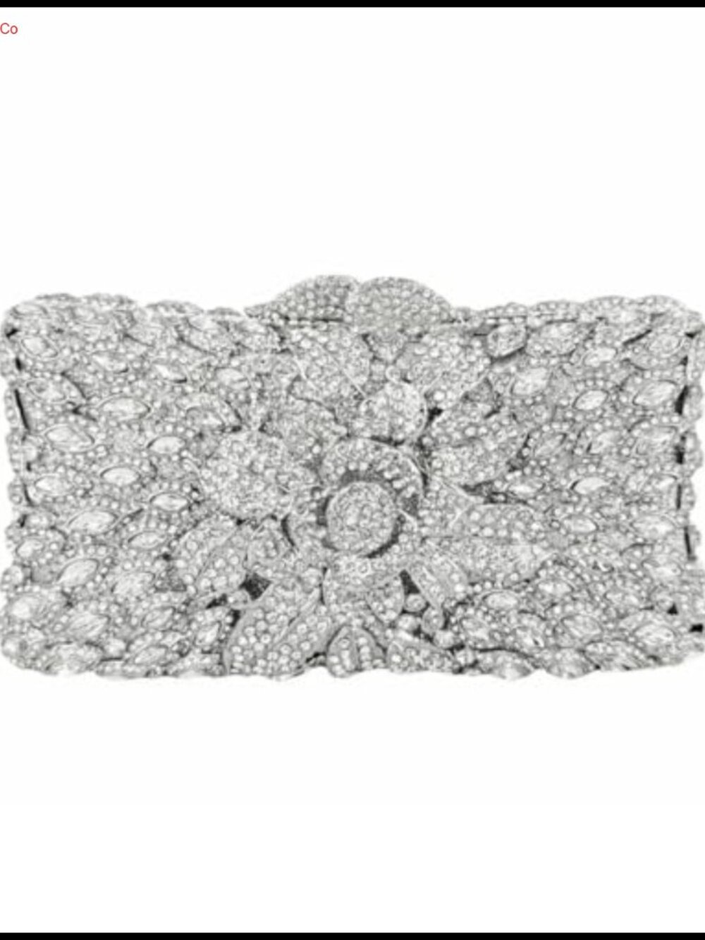 Rhinestone Floral Evening Clutch with Detachable Chain Faux PU Lining
